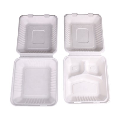 Disposable Biodegradable 9" 3 Compartment Bagasse Food Container