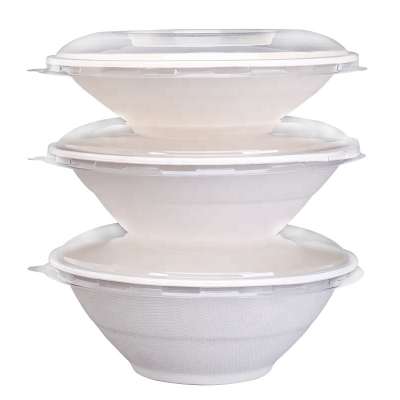 2020  24/30/32/40 OZ Excellent Quality Best price Take Away Bagasse Pulp Round Bowl With PET LID factory in China