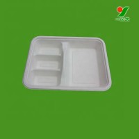 Biodegradable disposable bagasse paper pulp 4 compartment fast food tray